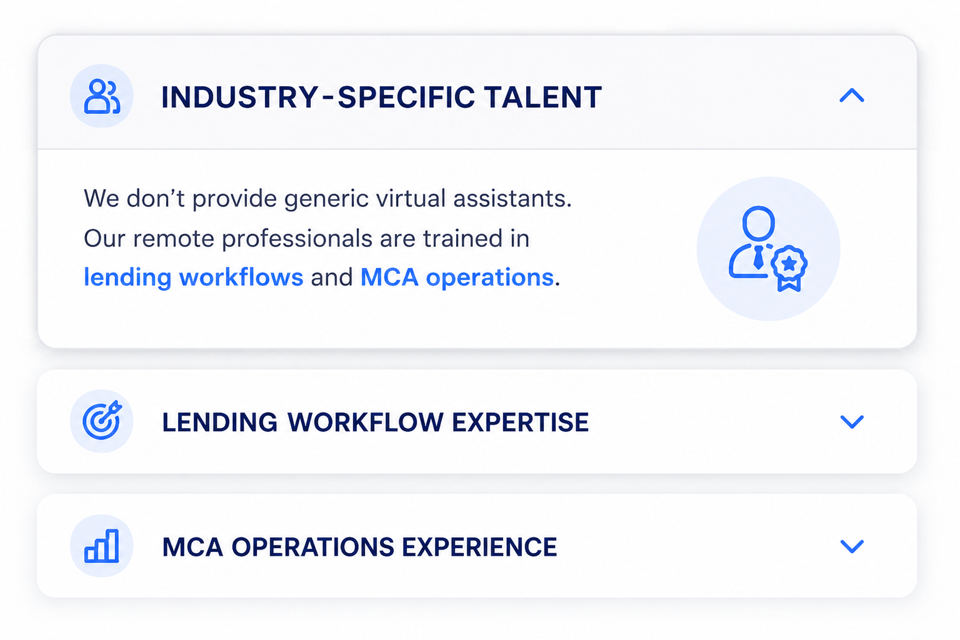 Industry-specific remote staffing talent for MCA operations